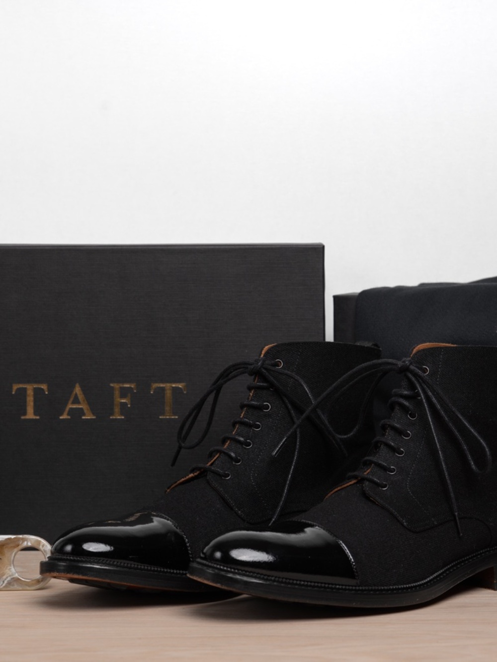 TAFT Jack Boot Tux Black Leather Cap Toe Dress Boots Men's Size 10